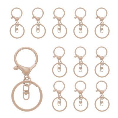 uxcell 12Pcs Metal Lobster Claw Clasps with Swivel Clasps Clips Flat Split Ring for DIY Craft (Khaki)