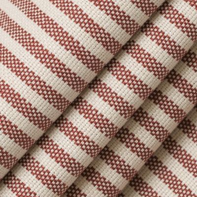 Red Eco Friendly Made in America Small Scale Stripe Woven Pattern Upholstery Fabric by The Yard - SKU: Lino Crimson