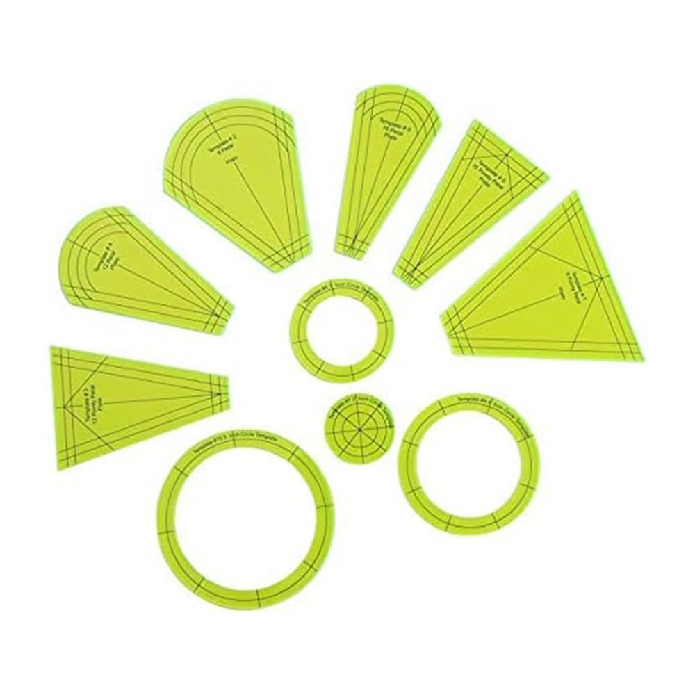 Beuiouer Dresden Quilting Template Set DIY Sewing Ruler Template Patchwork Tool (10 Pieces)