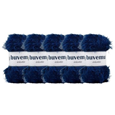 Eyelash Fun Fur Yarn 100 Gram (3.53 Ounces) 175 Yards (160 Meters) (Night Blue - 5 Skeins)