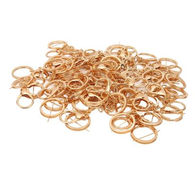 Link Clasp 50pcs Keychain Hook Lanyard Snap Hook Key Ring Link, Golden Color Clasp Key Rings Set, Solid Alloy with Rustproof Electroplating Key Clasps 2.6in for Keys Decors
