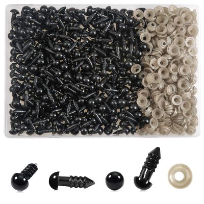 TOAOB 300pcs 8mm Black Plastic Safety Eyes Crafts Safety Eyes with 300pcs Washers for Stuffed Animals Amigurumis Crochet Doll Making