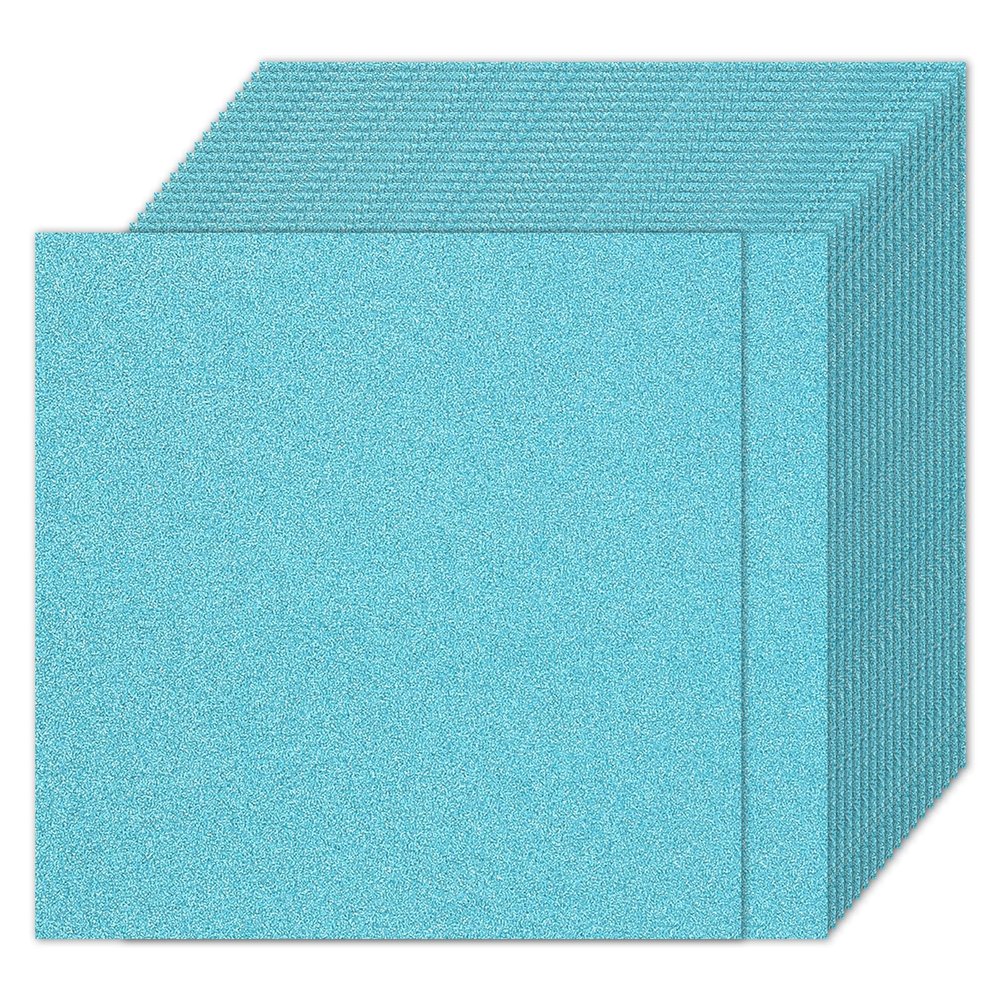 PATIKIL 20 Sheets Light Blue Glitter Cardstock Paper, 12 x 12 Inch Square Premium Sparkly Paper for Scrapbook Card Making DIY Art Projects Wedding Party
