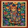Funchey Stamped Cross Stitch Kits, DIY Cross Stitch Pattern for Adults Beginners Needlepoint Kits Embroidery Kit Arts and Crafts 11CT-Magic Cat Flower 16x20 inch view 1