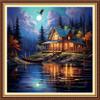 Funchey Stamped Cross Stitch Kits, DIY Cross Stitch Pattern for Adults Beginners Needlepoint Kits Embroidery Kit Arts and Crafts 11CT- Night View by the Lake 18x18 inch view 1