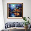 Funchey Stamped Cross Stitch Kits, DIY Cross Stitch Pattern for Adults Beginners Needlepoint Kits Embroidery Kit Arts and Crafts 11CT- Night View by the Lake 18x18 inch view 2