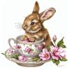 Cute Rabbit in Easter Teacup DIY 11CT Stamped Cross Stitch Kits for Beginners Easy Needlepoint Embroidery Counted Cross Stitch Art Craft for Wall Decoration 16x16inch(2) view 1