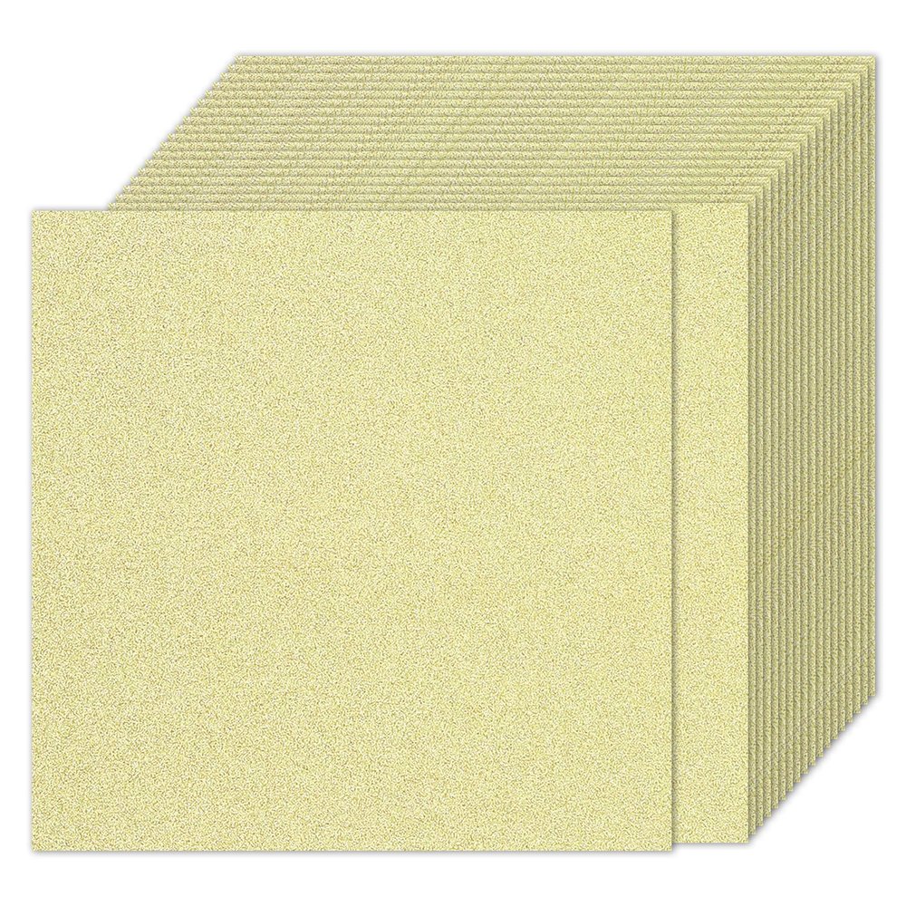 PATIKIL 40Sheets Light Gold Glitter Cardstock Paper, 12 x 12 in 250gsm Square Premium Sparkly Paper Craft Cardstock Paper for Scrapbook Card Making DIY Art Projects Wedding Party