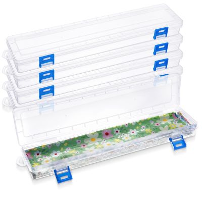 Tioncy 4 Blue Fabric Strip Case Jelly Cotton Fabric Patchwork Roll Storage Case Bulletin Board Border Bolt Storage Sewing Cloth Box for 2.5 in Cloth Strips Art Craft Organizer (13 x 3 x 1.4 in)