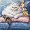 Cute White Cat on Sofa DIY 11CT Stamped Cross Stitch Kits for Beginners Easy Needlepoint Embroidery Counted Cross Stitch Art Craft for Wall Decoration 20x20inch(6) view 1