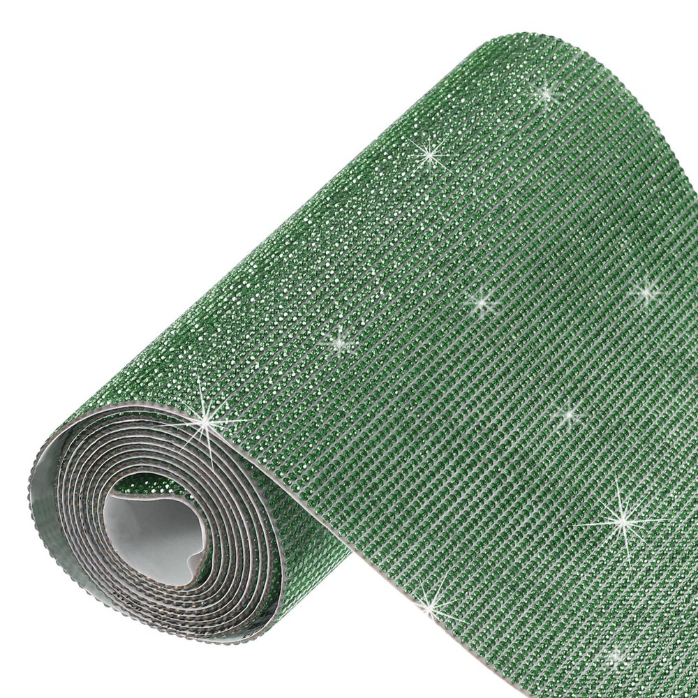 MECCANIXITY 60750 Pcs Bling Crystal Rhinestone Sheet Self-Adhesive Rhinestone Diamond Gems Sticker 59 x 7.9 Inch DIY Car Decoration Sticker for DIY Car Phone Clothing Craft Dark Green