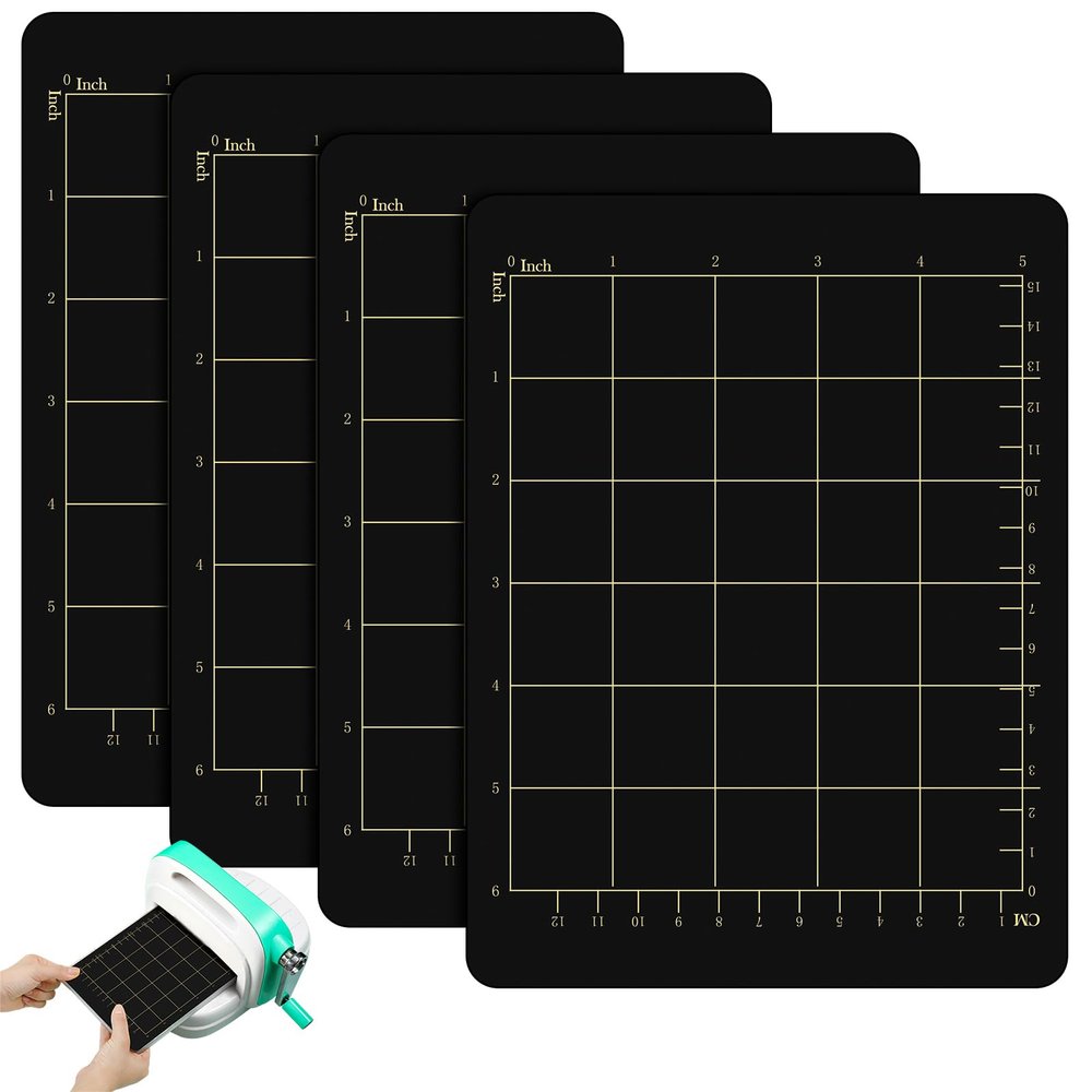 Copkim 4 Pcs 5.87'' x 7.75" Magnetic Cutting Pads for Die Cutting Machine Accessories with Card Size Black Embossing Machine Mats for Die Cutter