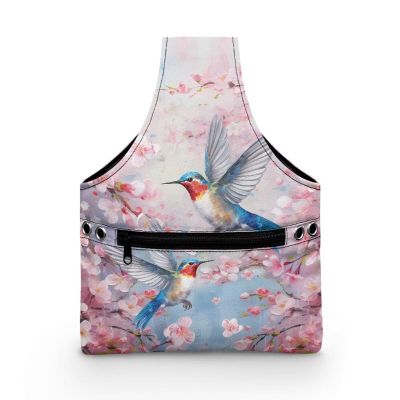 Viewamoon Sewing Yarn Storage Organizer Pink Cherry Blossom Hummingbirds Aesthetic Birds Pattern Sewing Kit Organizer Case 7.9 x 10.2 x 1.8 Inch