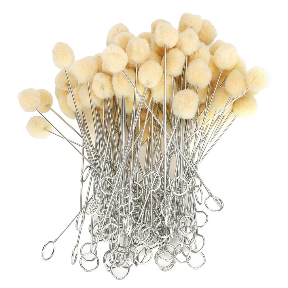Wool Daubers, Paint Daubers 100PCS Leather Wool Soft and Delicate Texture with a Metal Ring, Wool Daubers for Leather Dye for Leather Dyeing Leather Edge Liquid Sealing