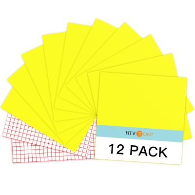 HTVRONT Yellow Permanent Vinyl, 12 Pack Lemon Yellow Vinyl for Cutting Machine - 10 Glossy Lemon Sheets 12" x 12"& 2 Transfer Tape Sheets for Craft Cutter, Party Decoration (Glossy)