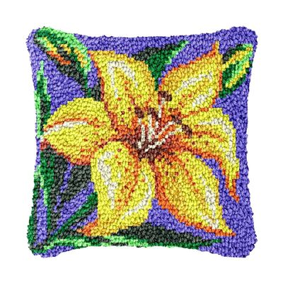 bositigo Latch Hook Kits for DIY Throw Pillow Cover, Colorful Handmade Pillow Case for Home Decoration, Festival Gift 17x17inch (Flower-BZ53)