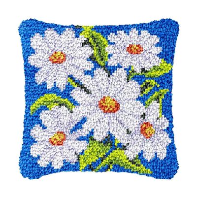 bositigo Latch Hook Kits for DIY Throw Pillow Cover, Colorful Handmade Pillow Case for Home Decoration, Festival Gift 17x17inch (Flower-BZ146)
