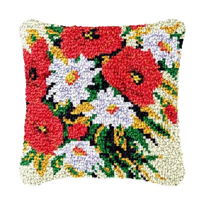 bositigo Latch Hook Kits for DIY Throw Pillow Cover, Colorful Handmade Pillow Case for Home Decoration, Festival Gift 17x17inch (Flower-BZ294)