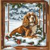 Cocker Spaniel Dog in Window Snow DIY 11CT Stamped Cross Stitch Kits for Beginners Easy Needlepoint Embroidery Counted Cross Stitch Art Craft for Wall Decoration 20x20inch(3) view 1