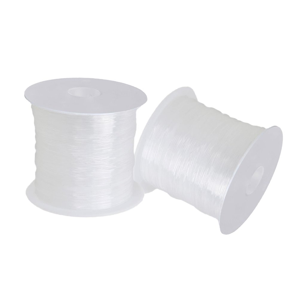 0.6mm Dia Crystal Beading Cords Clear Fishing Line Non-Elastic Nylon Thread for Christmas Ornaments Jewelry Making Craft Fishing - 15M 2 Rolls