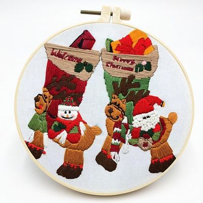 ATOLY Embroidery Kit for Beginners, Christmas Art Craft Kit with Snowman Santa Stockings Patterns, Stamped Cross Stitch Kit for Adults Embroidery Supplies Included, 7.9 inch, ATembfghediy34