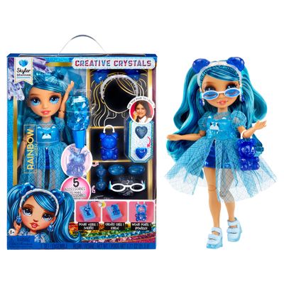 RAINBOW HIGH Creative Crystals Skyler 28 cm Blue Mannequin Doll with Crystal Accessory Kit, Ring for You, Resin Game, Gift for 8+ Years, Non-Edible