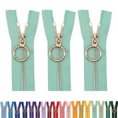 #5 Gold Metal Zipper - 50+ Colors - 3 PCS - (4-14 inches) Sizes - Luxury Lightweight Handcraft Metal Zippers Gold Teeth for Purses Bags Pockets Shoes Sewing & Crafts DIY