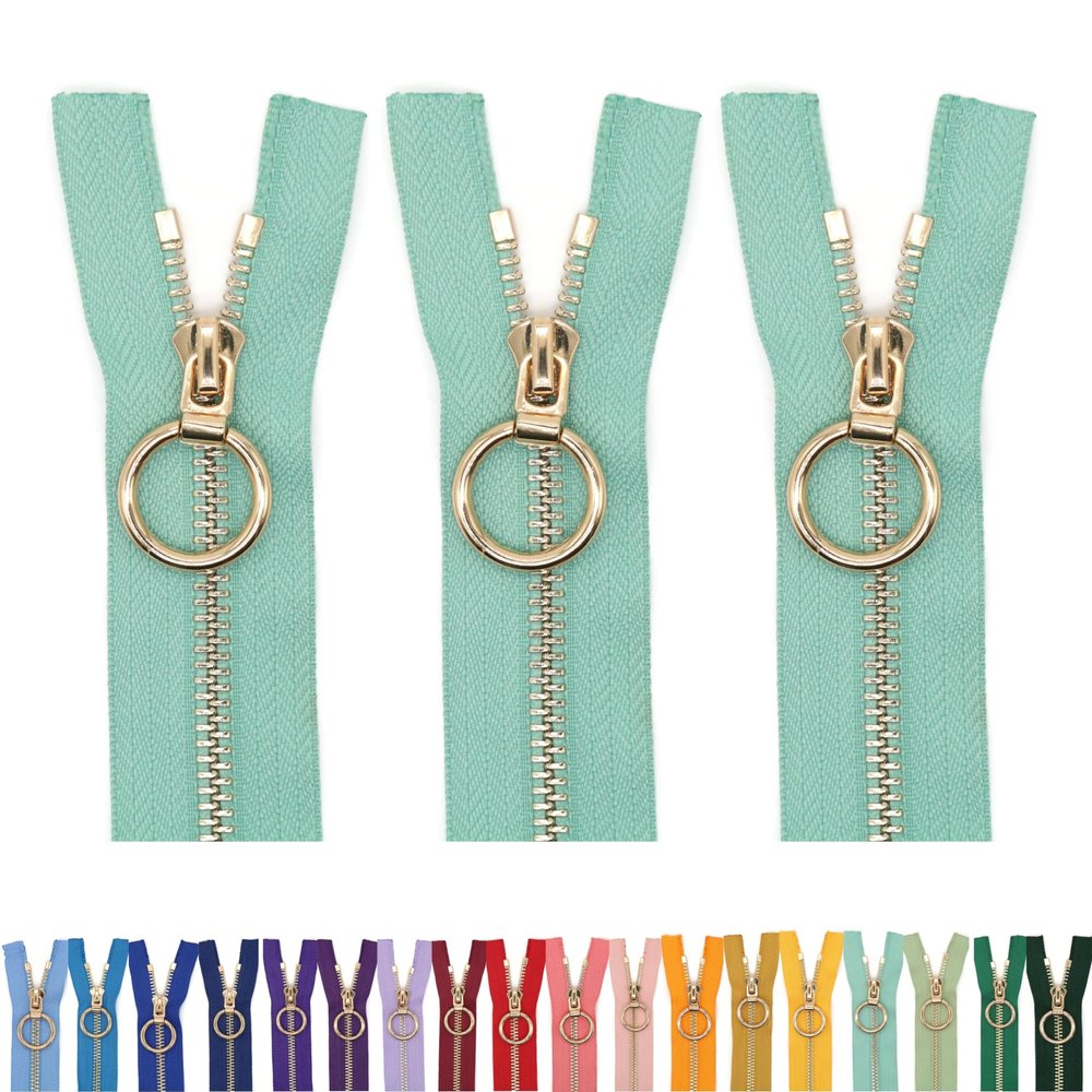 #5 Gold Metal Zipper - 50+ Colors - 3 PCS - (4-14 inches) Sizes - Luxury Lightweight Handcraft Metal Zippers Gold Teeth for Purses Bags Pockets Shoes Sewing & Crafts DIY