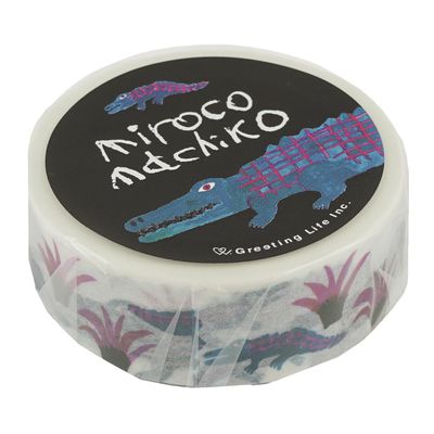 Greeting Life Mirokomachico Masung Tape, 0.6 inch (15 mm) Wide, Crocodile, MRZ-65, White