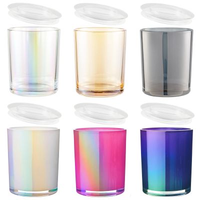 CandMak Candle Jars, 6 Pack 6 OZ Empty Glass Vessels Containers Jars Bulk with Clear Lids for Candle Making (6 Colors)