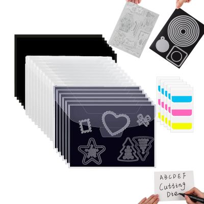60Pcs/Set 20Magnetic Sheets for Dies Storage Stamp and 20 Die Storage Pockets 20 Label Stickers Die Cut Storage Multi-function Magnetic Storage Cards set for Card Making Supplies (0.9 mm Thickness