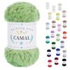 CAMAL Soft Faux Fur Yarn for Crocheting Blanket, 65 Yards Chunky Eyelash Yarn for Knitting Hats, 100 Grams Fuzzy Velvet Crochet Thread for Dolls, Earmuffs, Bags (Light Green) view 1
