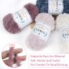 CAMAL Soft Faux Fur Yarn for Crocheting Blanket, 65 Yards Chunky Eyelash Yarn for Knitting Hats, 100 Grams Fuzzy Velvet Crochet Thread for Dolls, Earmuffs, Bags (Light Green) view 3