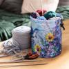 Sellikakes Hummingbird Sunflower Oil Painting Small Yarn Storage Bag, Mini Knitting Bag Drum Case for Carry Yarn Balls, Crochet Kits, Knitting Supplies and Sewing Accessories view 3