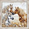 Two Horses Playing DIY 11CT Stamped Cross Stitch Kits for Beginners Easy Needlepoint Embroidery Counted Cross Stitch Art Craft for Wall Decoration 20x20inch(6) view 1