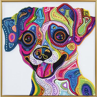 Abstract Colorful Jack Russell DIY 11CT Stamped Cross Stitch Kits for Beginners Easy Needlepoint Embroidery Counted Cross Stitch Art Craft for Wall Decoration 20x20inch(3)