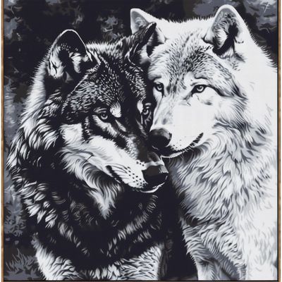 Black White Wolves Lover DIY 11CT Stamped Cross Stitch Kits for Beginners Easy Needlepoint Embroidery Counted Cross Stitch Art Craft for Wall Decoration 20x20inch(4)