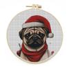 DIY Stamped Cross Stitch Kits with Hoop for Beginners Christmas Pug Dog Easy 11CT Needlepoint Embroidery Counted Cross Stitch Kits Art Craft Wall Decoration and Gift 38x38cm(1) view 1