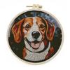 NineTribe Basics DIY Stamped Cross Stitch Kits with Hoop Stained Glass Jack Russell Terrier for Beginners Easy 11CT Needlepoint Embroidery Counted Cross Stitch Kits Art Craft Wall Decoration and Gift 38x38cm view 1