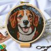 NineTribe Basics DIY Stamped Cross Stitch Kits with Hoop Stained Glass Jack Russell Terrier for Beginners Easy 11CT Needlepoint Embroidery Counted Cross Stitch Kits Art Craft Wall Decoration and Gift 38x38cm view 2
