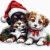 Cute Cat and Dog in Christmas Hats DIY 11CT Stamped Cross Stitch Kits for Beginners Easy Needlepoint Embroidery Counted Cross Stitch Art Craft for Wall Decoration 20x20inch(5) view 1