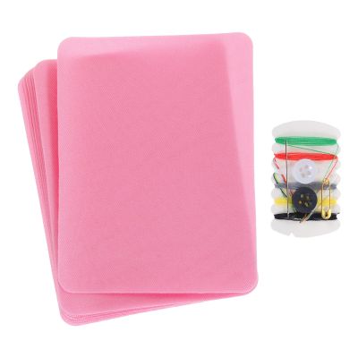 MECCANIXITY 8 Pcs Iron on Patches with Sewing Kit Fabric Repair Patch 4.9"x3.7" Patches for Clothes Iron on Patches for Jeans, Bags, Sofa,Tent Pink