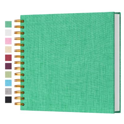 8 x 8 Inch Small DIY Scrapbook Photo Album Linen Cover 80 Blank White Pages for Memory Book Travel Wedding and Baby Shower