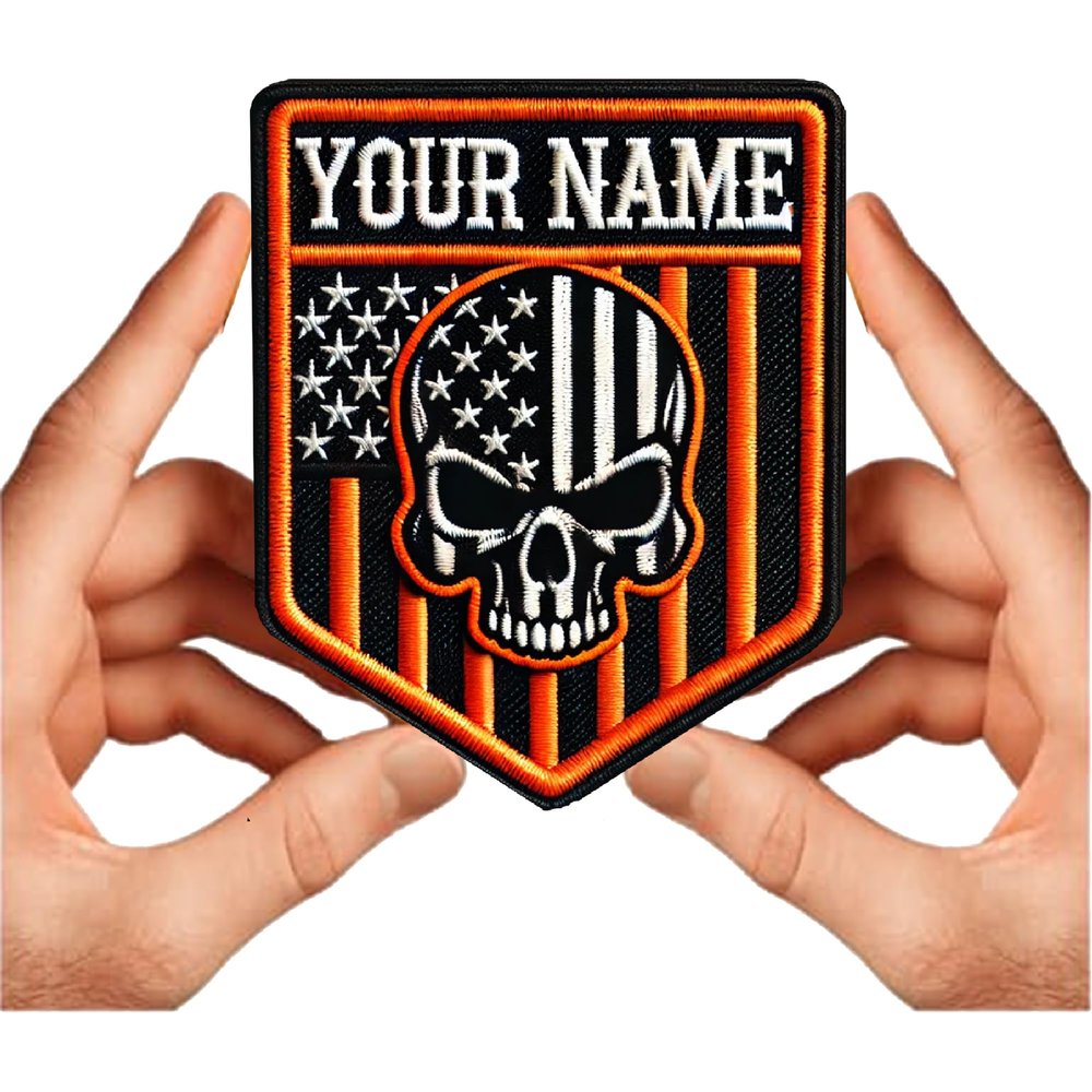 Custom Name Patches, Skull Patches Personalized, Tactical Embroidery Morale Patch Hook & Loop/Iron on for Clothing Jackets Vest Backpacks