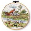 Village Farm Cross Stitch Kits with Hoop Easy Pattern Stamped Cross-Stitch Supplies Needlework DIY 11CT 3 Strands Cotton Thread Printed DIY Needlepoint Kits 3535cm (sn127) view 1