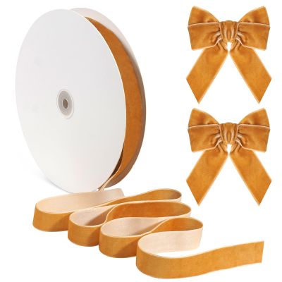 Gold Velvet Ribbon 1 Inch, Vintage Khaki Velvet Ribbon for Gift Wrapping, 30 Yd Thick Christmas Ribbons for Christmas Tree Decorations, Bow Ornaments, Crafting, Garland, Wreaths, Hair, Holiday Decor