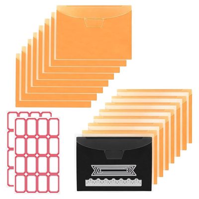 16 PCS Stamp and Die Storage Bag and Magnetic Sheet - Die Storage Set for Cutting,Scrapbooking,Storing Craft Dies-Orange