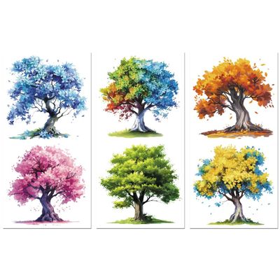Peacoblue Rub on Transfer Decals for Furniture Crafts Decor 6"x12", 3Pcs Colorful Tree Waterproof UV DTF Transfer Decals Sticker for Dresser Lingerie Chests Drawer Glass Porcelain Wood Plastic