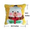 Beyond Your Thoughts Christmas Latch Hook Kits Cute Bear Pillow Cover Pattern Printed Crochet Needlework Crafts for Kids Adults and Beginners Family Decoration 16.5 * 16.5 in BZ1102 view 2