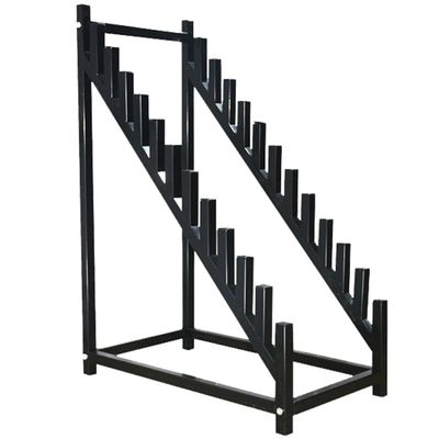 WIGING 12 Tier Standing Floor Tile Display Rack, Black Metal Placing Building Material Samples Storage Shelf, Wooden Plate Display Stand with Wheels for Exhibition Halls(with Wheels,50x60x83cm)